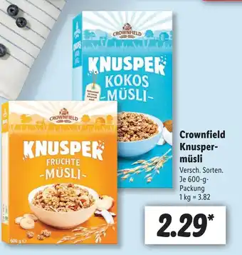 Lidl Crownfield Knuspermüsli 600g Angebot