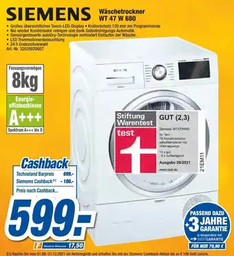 expert Techno Land Siemens Wäschetrockner WT47W680 Angebot