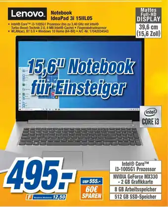 expert Techno Land Lenovo Notebook IdeaPad 3i 15IIL05 Angebot