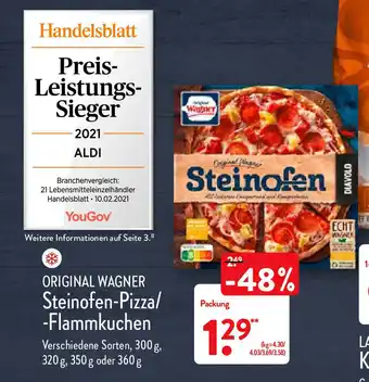 Aldi Nord Original Wagner Steinofen-Pizza/-Flammkuchen Angebot