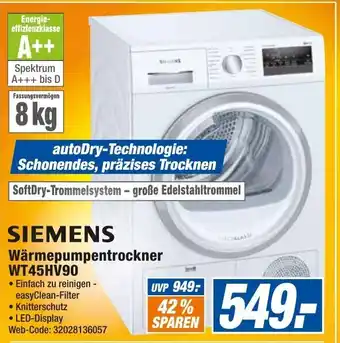 expert Octomedia Siemens Wärmepumpentrockner WT45HV90 Angebot