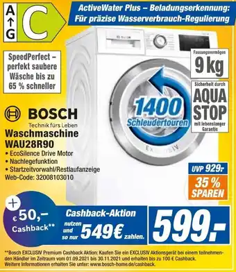 expert Octomedia Bosch Waschmaschine WAU28R90 Angebot