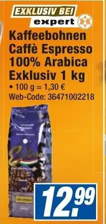 expert Octomedia Kaffeebohnen Caffè Espresso 100% Arabica Exklusiv 1kg Angebot