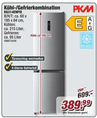 Poco PKM Kühl-/Gefrierkombination KG314ENFIX Angebot