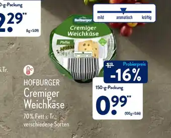 Aldi Nord Hofburger Cremiger Weichkase 150g Packung Angebot