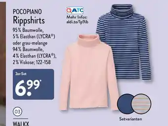 Aldi Nord Pocopiano Rippshirts 2er-Set Angebot