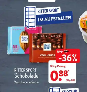 Aldi Nord Ritter Sport Schokolade 100g Packung Angebot