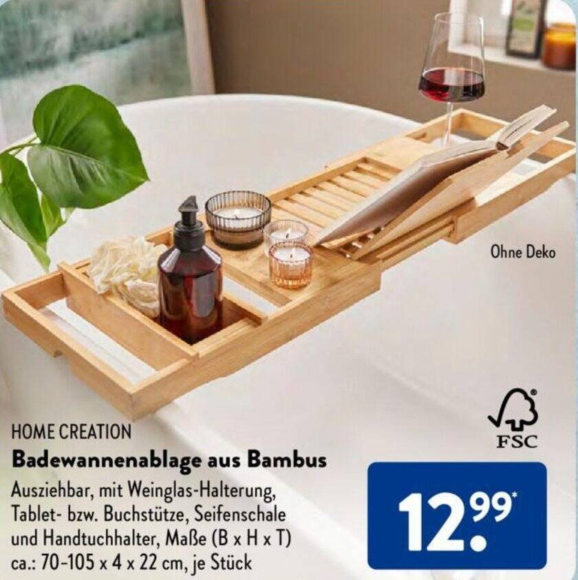 HOME CREATION Badewannenablage aus Bambus Angebot bei Aldi Sd