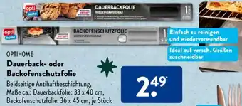 Aldi Süd OPTIHOME Dauerback oder Backofenschutzfolie Angebot