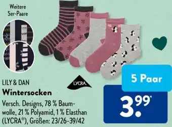 Aldi Süd LILY & DAN Wintersocken 5 Paar Angebot