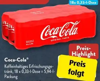 Aldi Süd Coca-Cola 18x 0,33 L Dose Angebot