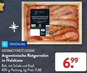 Aldi Süd GOURMET FINEST CUISINE Argentinische Rotgarnelen in Holzkiste 400 g Packung Angebot