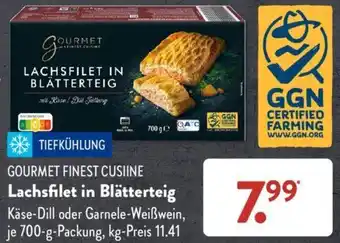 Aldi Süd GOURMET FINEST CUSIINE Lachsfilet in Blätterteig 700 g Packung Angebot