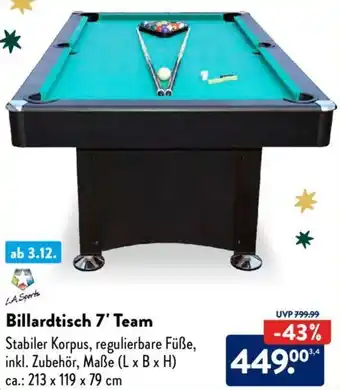 Aldi Süd LA Sports Billardtisch 7' Team Angebot