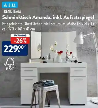 Aldi Süd TRENDTEAM Schminktisch Amanda, inkl. Aufsatzspiegel Angebot