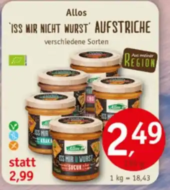 Erdkorn Biomarkt Allos ISS MIR NICHT WURST AUFSTRICHE 135g Angebot