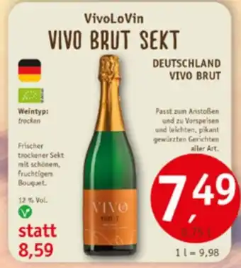 Erdkorn Biomarkt VivoLoVin VIVO BRUT SEKT 750ml Angebot