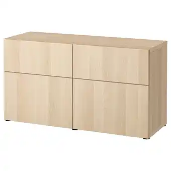 IKEA Bestå aufbewkomb.+türen/schubladen, eicheneff wlas/lappviken eicheneff wlas, 120x42x65 cm Angebot