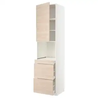 IKEA Metod / maximera hs f kombimikro m tür/3 schub, weiß/askersund eschenachbildung hell, 60x60x240 cm Angebot