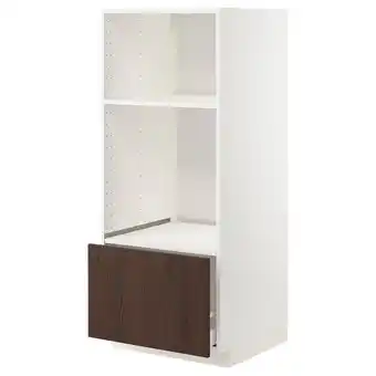 IKEA Metod / maximera hs f ofen/mikro mit schubl, weiß/sinarp braun, 60x60x140 cm Angebot