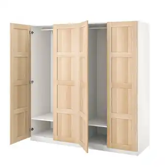 IKEA Pax / bergsbo kleiderschrank, weiß/eicheneff wlas, 200x60x201 cm Angebot