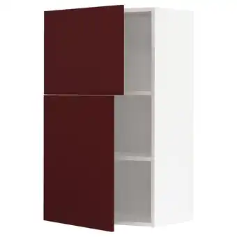 IKEA Metod wandschrank mit böden und 2 türen, weiß kallarp/hochglanz dunkel rotbraun, 60x100 cm Angebot