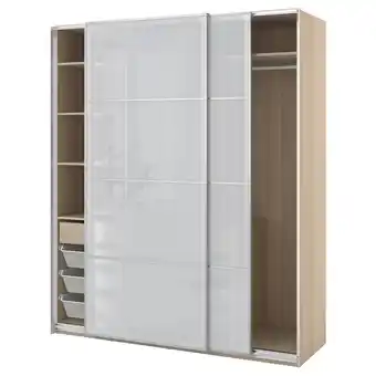 IKEA Pax / svartisdal schrankkombination, eicheneff wlas/weiß papiereffekt, 200x66x236 cm Angebot