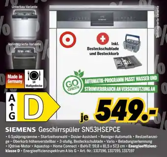 MEDIMAX SIEMENS Geschirrspüler SN53HSEPCE Angebot