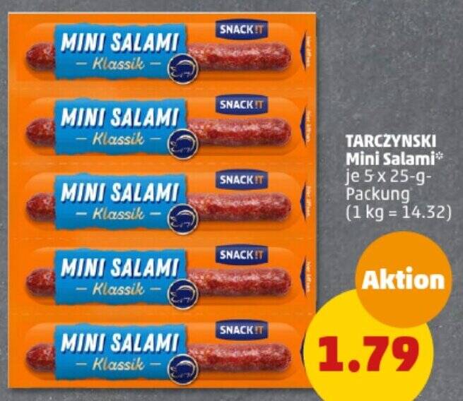 TARCZYNSKI Mini Salami 5 x 25 g Packung Angebot bei PENNY