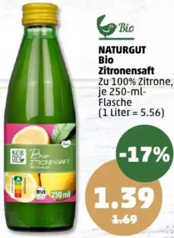 PENNY NATURGUT Bio Zitronensaft 250 ml Flasche Angebot