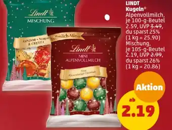 PENNY LINDT Kugeln 100/105 g Beutel Angebot