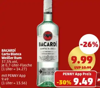 PENNY BACARDÍ Carta Blanca Weißer Rum 0,7 Liter Flasche Angebot