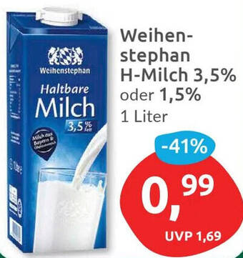 Budni Weihenstephan H-Milch 3,5% oder 1,5% 1 Liter Angebot
