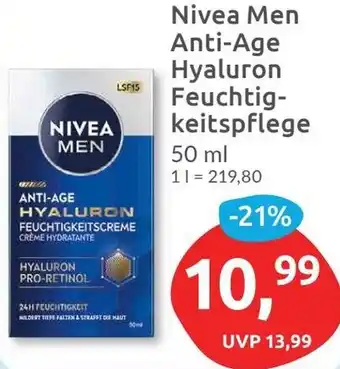 Budni Nivea Men Anti-Age Hyaluron Feuchtigkeitspflege 50 ml Angebot