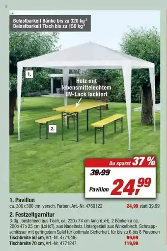 toom Baumarkt Pavillion, Festzeltgarnitur Angebot