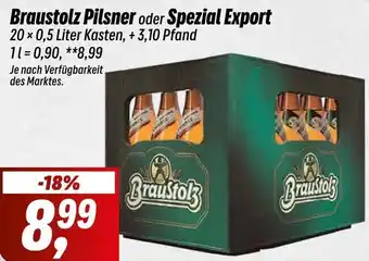 Simmel Braustolz Pilsner oder Spezial Export 20 x 0,5 Liter Kasten Angebot