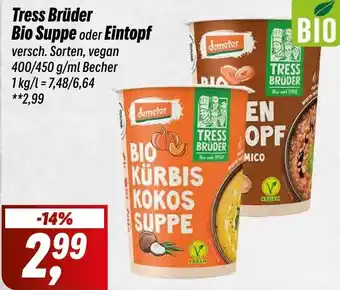 Simmel Tress Brüder Bio Suppe oder Eintopf 400/450 g/ml Becher Angebot