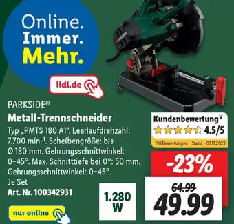 Lidl PARKSIDE Metall-Trennschneider ,,PMTS 180 A1" Angebot