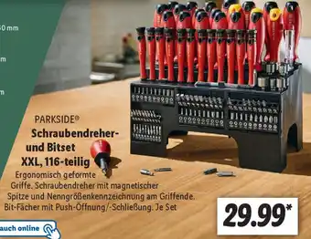 Lidl PARKSIDE Schraubendreher und Bitset XXL, 116-teilig Angebot