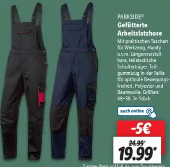 Lidl PARKSIDE Gefütterte Arbeitslatzhose Angebot