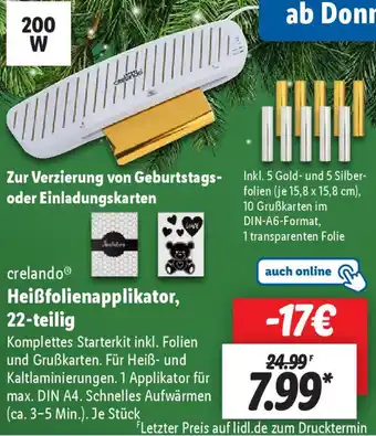 Lidl crelando Heißfolienapplikator, 22-teilig Angebot