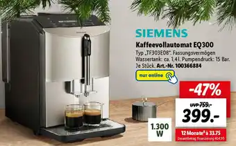 Lidl SIEMENS Kaffeevollautomat EQ300 „TF303E08" Angebot