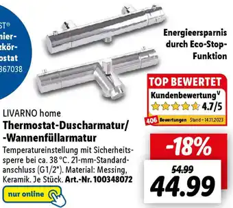 Lidl LIVARNO home Thermostat-Duscharmatur/ Wannenfüllarmatur Angebot