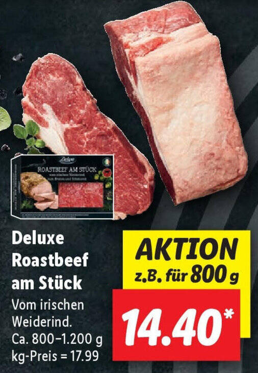 Deluxe Roastbeef am Stück Ca. 8001.200 g Angebot bei Lidl