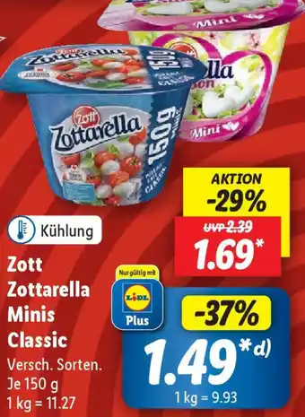 Lidl Zott Zottarella Minis Classic 150 g Angebot