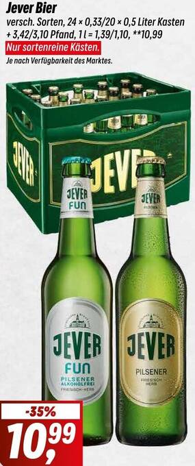 Simmel Jever Bier 24 x 0,33/20 × 0,5 Liter Kasten Angebot
