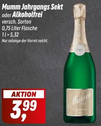 Simmel Mumm Jahrgangs Sekt oder Alkoholfrei 0,75 Liter Flasche Angebot