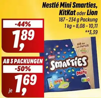 Simmel Nestlé Mini Smarties, KitKat oder Lion 187-234 g Packung Angebot