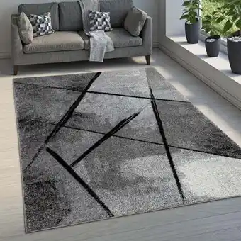 ManoMano Paco home teppich wohnzimmer kurzflor modernes muster abstrakt geometrisch grau schwarz 160x230 cm Angebot