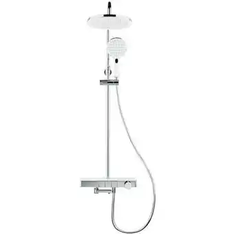 ManoMano Swiss aqua technologies wannen-/duschsäule mit 3-strahliger handbrause, thermostatmischer, höhenverstellbarer stange weiß/chr Angebot